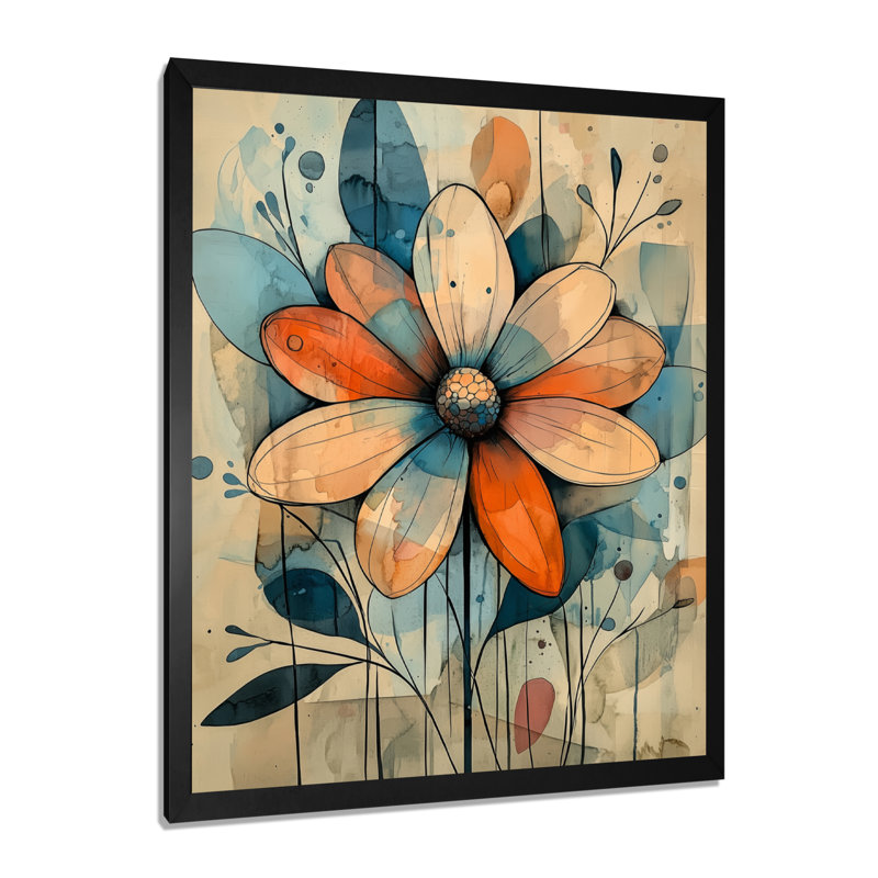Hubert - Floral Wall Decor, Noir, noir, noir, noir, 20" H x 12" W, Reproduction encadrée sans passe-partout