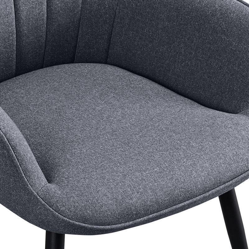 Fauteuil Bakhyt de 25,2 po de largeur, Lin gris, Noir, noir, noir, noir