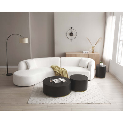 Ensemble de canapé de luxe 2 pièces avec canapé courbé et méridienne, canapé modulaire faisant face à la gauche, canapé Boucle