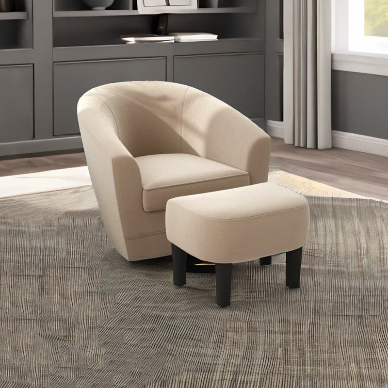 Fauteuil demi-tonneau Heta, Mélange de polyester beige