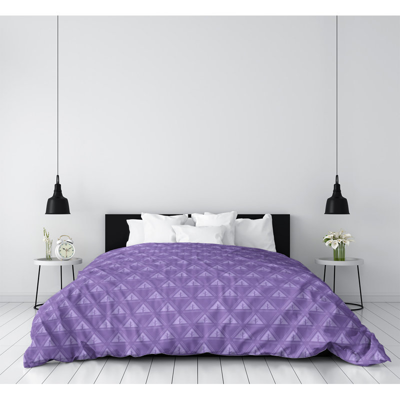 Housse de couette Theo Nath Minimalist Trees, Housse de couette pour lit simple, Mauve foncé, Microfibre