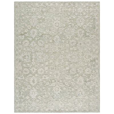 Marquee 511 Hand Tufted Wool/Cotton/Pet Yarn Floral Rug in Sage/Gray