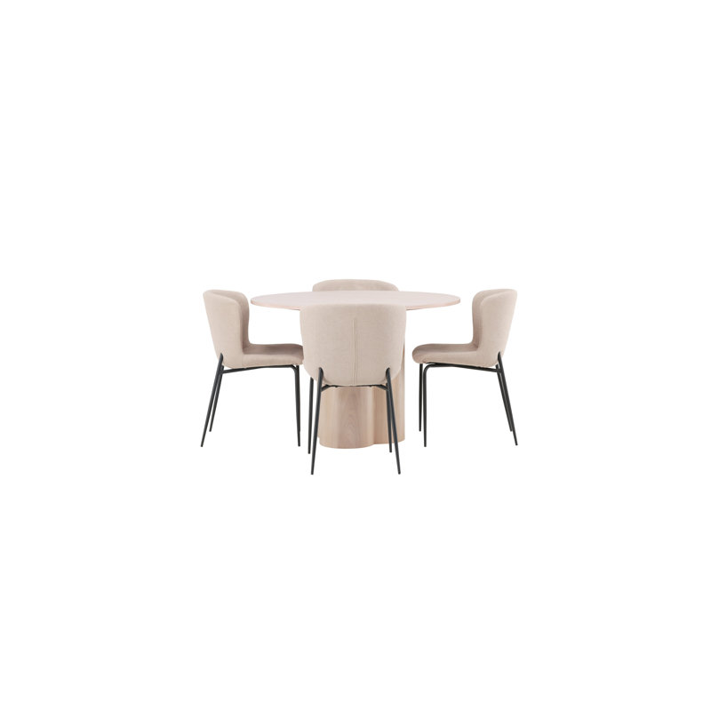 Melrose 4 - Person Dining Set, White, Dark Grey, Dark Grey