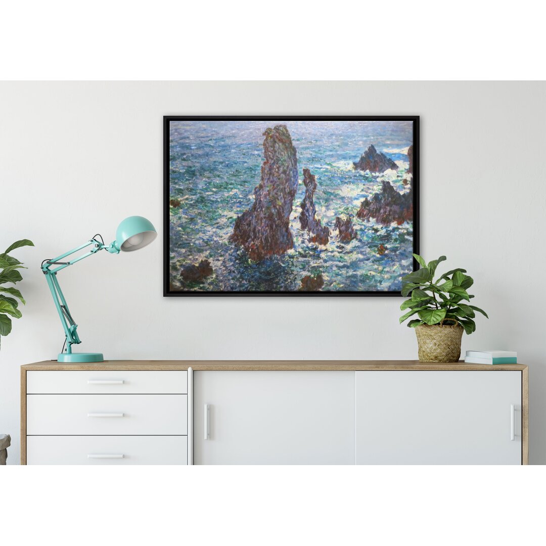 Claude Monet - Felsen Bei Belle-Ile - Leinwandbild Im Schattenfugenrahmen Kunstdruck