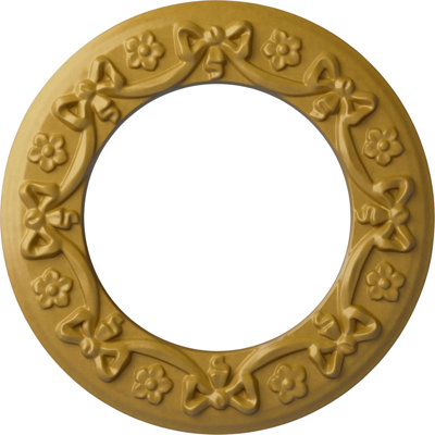 Endurathane Ribbon with Bow Ceiling Medallion, 12 1/4"OD x 7 1/2"ID x 7/8"P (Fits Canopies up to 7 1/2"), Hand-Painted Iridescent Gold Finish