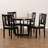 5-Pc Dining Set in Modern Style With Dark Brown Finished Wood, 37.4'' H X 17.9'' W X 19.9'' D -804314503-804314500