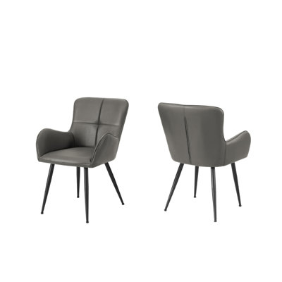 Jazmin Set of two Modern Grey Leather Look Dining Chair