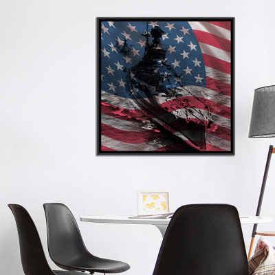 " Flags Vintage WW2 U.S. Battleship " Graphic Art Print