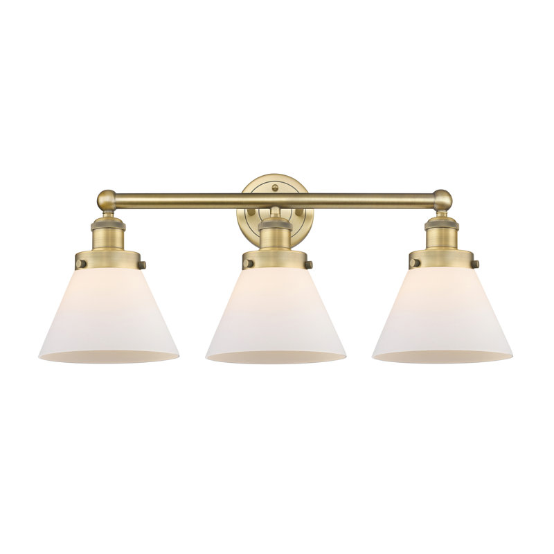 Éclairage pour meuble-lavabo à intensité variable 3 lumières Aritzy, Blanc mat, Laiton brossé