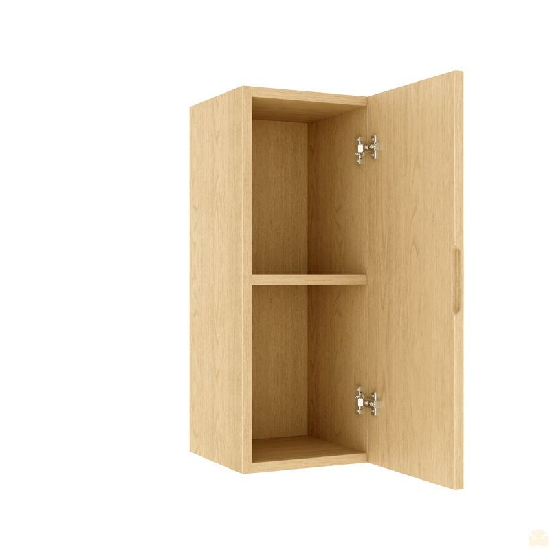 Meuble-lavabo mural 12 po à rayures flottantes avec porte et tablette, Chêne clair, H 29,53 po x l 11,81 po x P 11,81 po