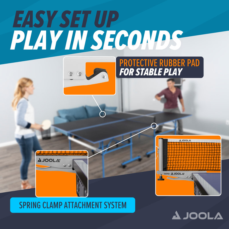 JOOLA Snapper Professional Table Tennis Net and Post Set with Carrying Case - 72" Spring Activated Clamp Ping Pong Net