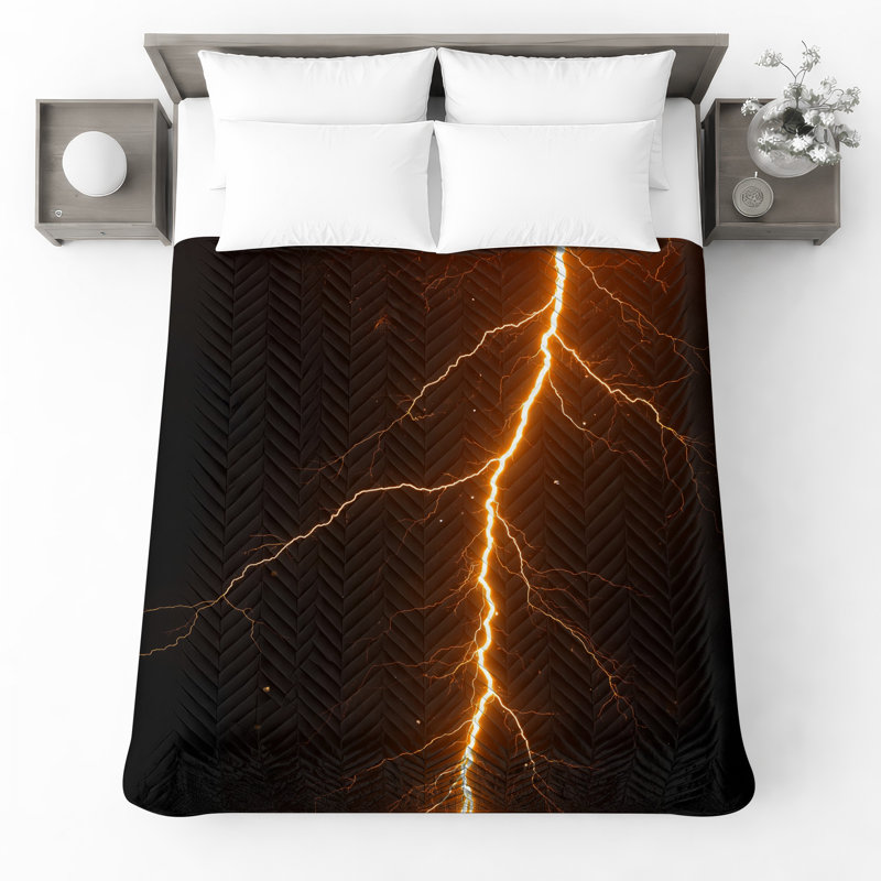 Bright Lightning Bolt Quilted Bedspread All Sizes, Twin