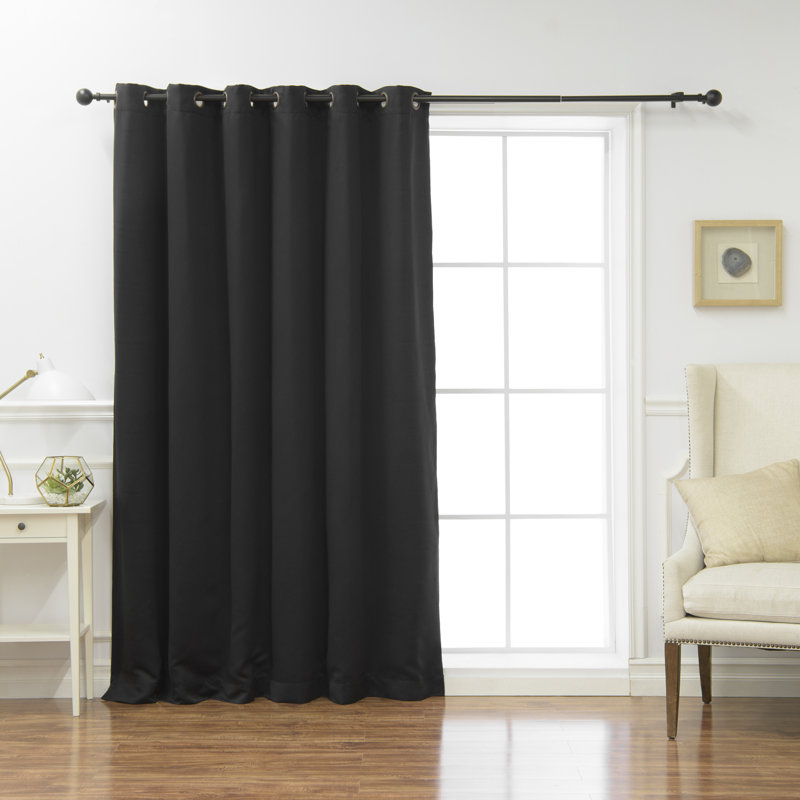 Scarsdale Solid Blackout Thermal Grommet Single Curtain Panel, 100" W x 108" L, Black