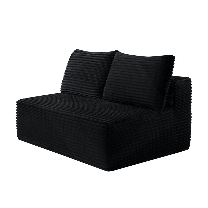 Canapé de 58 pouces à 2 places, Black Fabric