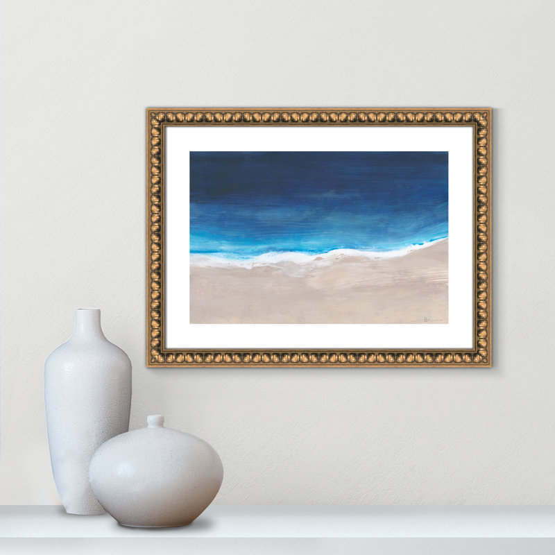«Stalter Oceans From Above», reproduction d'art, Papier avec cadre à perles dorées, H 17 po x l 23 po x P 1,13 po
