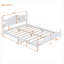 Lit plateforme en bois massif de couleur blanche, support de matelas grand format pour chambre à coucher résidentielle, cadre de style rétro avec support à lattes