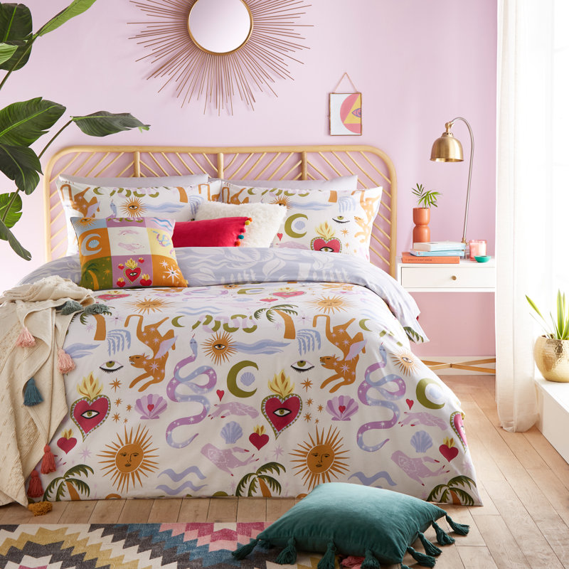 Alchemy Cotton Blend Floral Duvet Cover Set with Pillowcases Included, Double Duvet Cover + 2 Standard Pillowcases