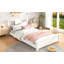 Base de lit plateforme simple avec tête de lit, base de lit plateforme en bois massif, lit de plancher avec lattes de support, blanc