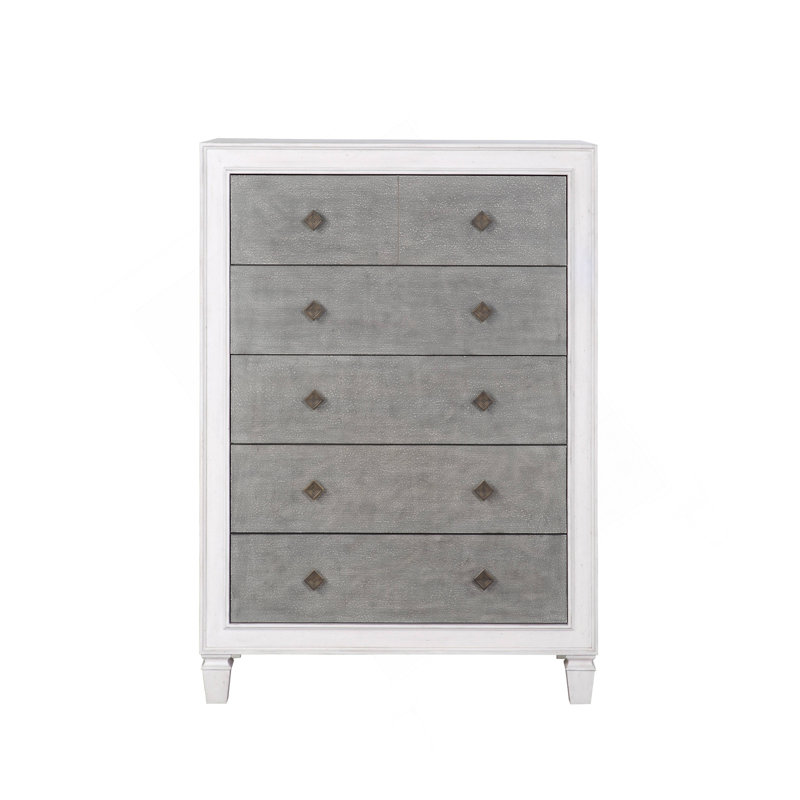 Commode Katia gris rustique et blanc vieilli