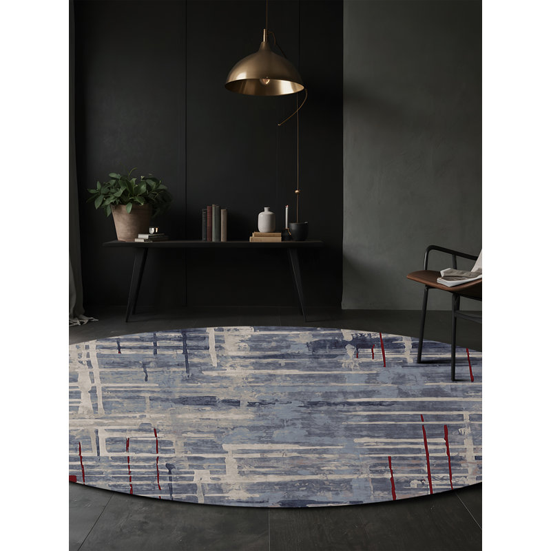 Machine Washable Gray Area Rug, Round 7'