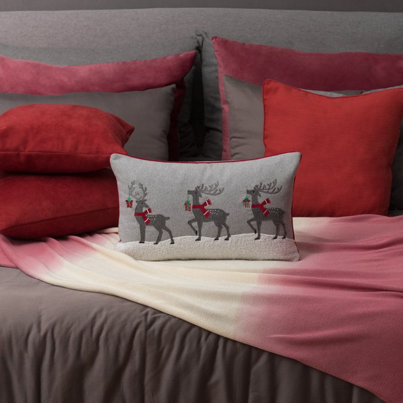 Christmas Reindeer Decorative Throw Pillow Cover 12 x 20 inches