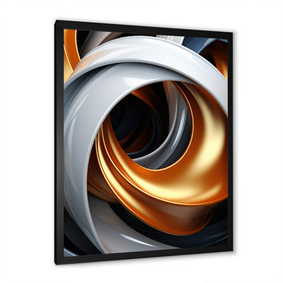 Liquide blanc et orange abstrait tourbillon minimal sur toile