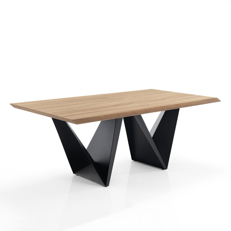 Amaiah Oak Metal Base Dining Table