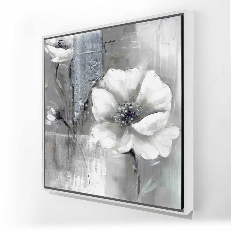 Fleurs monochromes et argentées | Art industriel sur toile