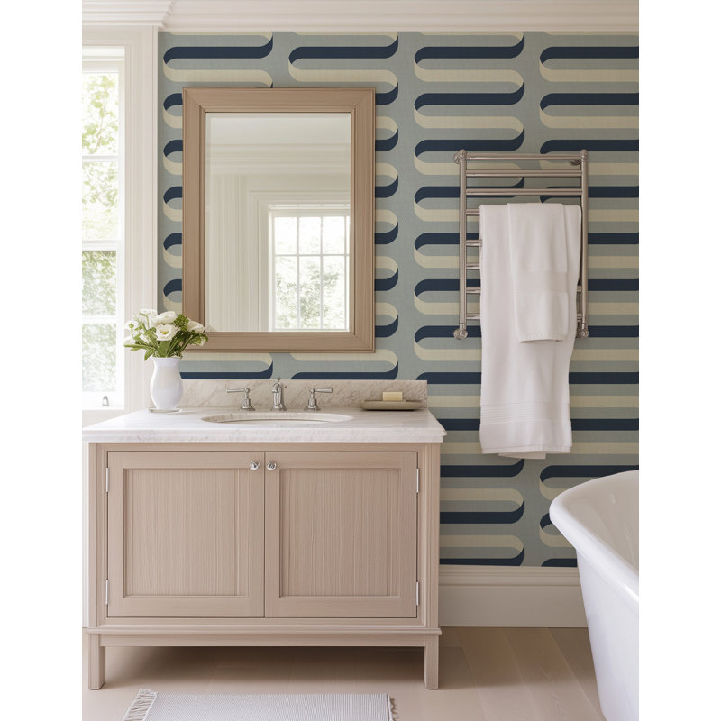 Folding Ribbon - Lacquered Blues Wallpaper
