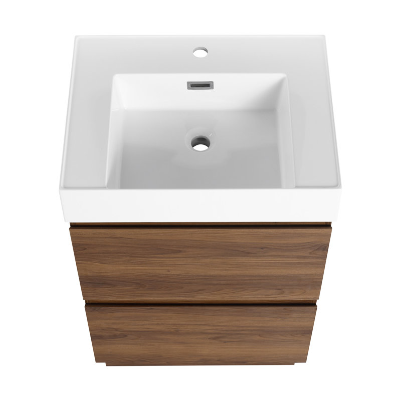Meuble-lavabo élégant avec lavabo simple et rangement spacieux, un mélange parfait de fonctionnalité et de design., Brun