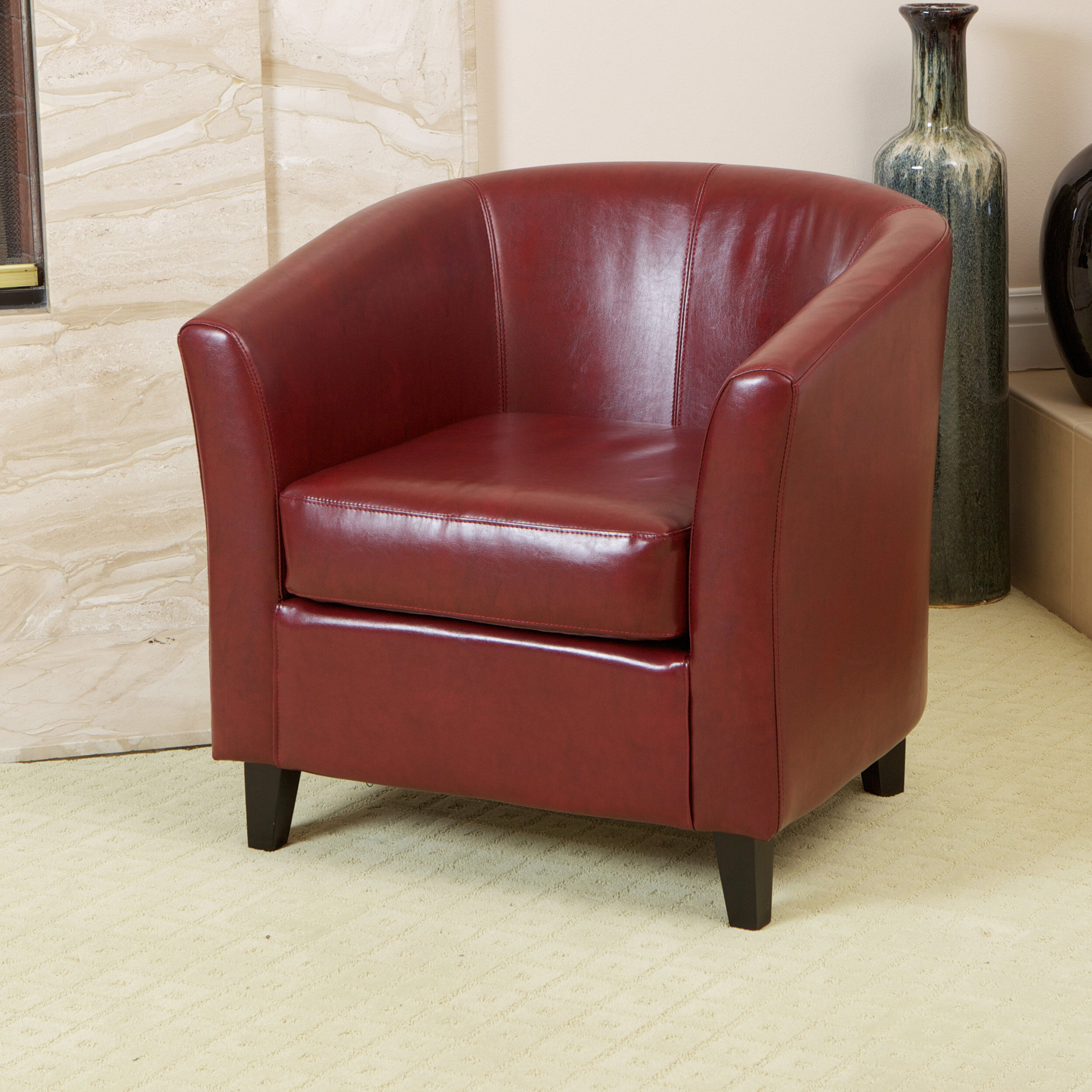 Baltes Faux Leather Barrel Chair