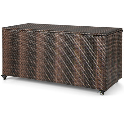 Gymax 96 Gallon Water Resistant Wicker Deck Box with Wheels