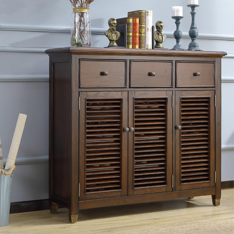 Dark-walnut Solid Wood Shoe Storage Bench