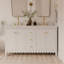 Meuble-lavabo à double cuve festonné 60 po - blanc - avec plateau - boutons dorés-1868364698