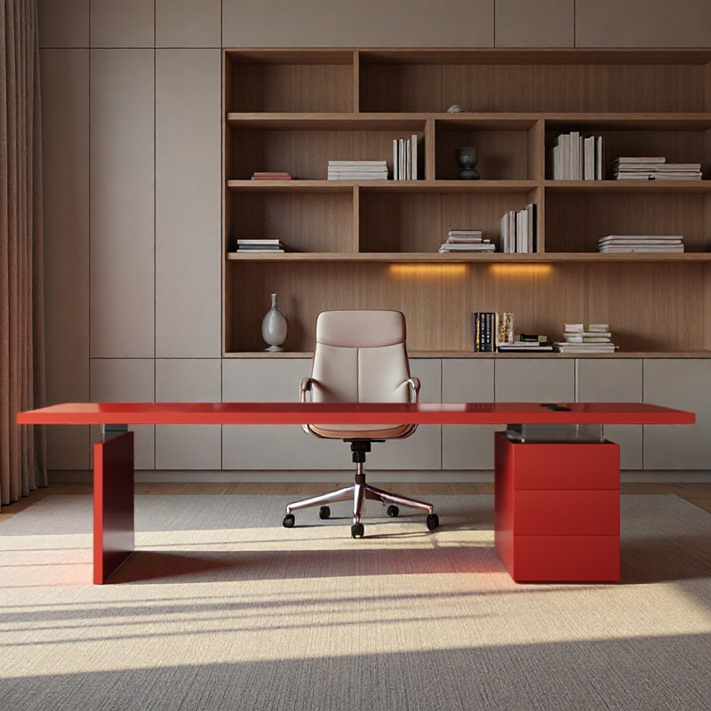 Bureau en bois massif avec tiroirs, H 29,53 po x l 94,49 po x P 31,5 po