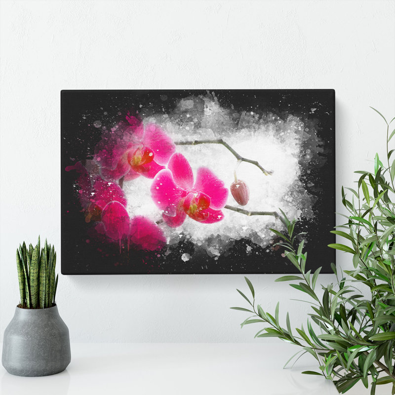 Hot Pink Orchids - Wrapped Canvas Painting, 40cm H x 60cm W x 3cm D