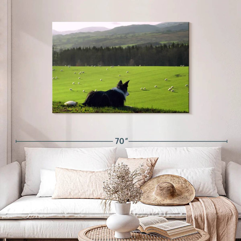 Brampt Dog Counting Sheep, 30" H x 45" W