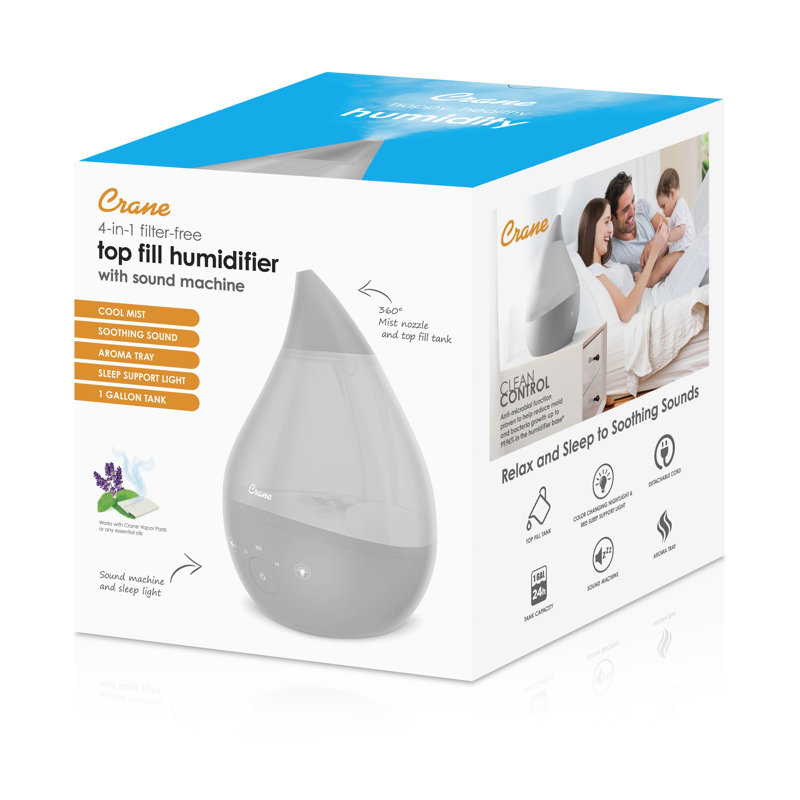 Gray Ultrasonic Cool Mist Humidifier with Sound Machine, 1 Gallon