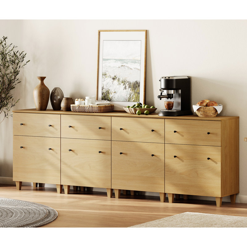 Lysiane 94.4" Wide 4 Drawer Sideboard, Oak