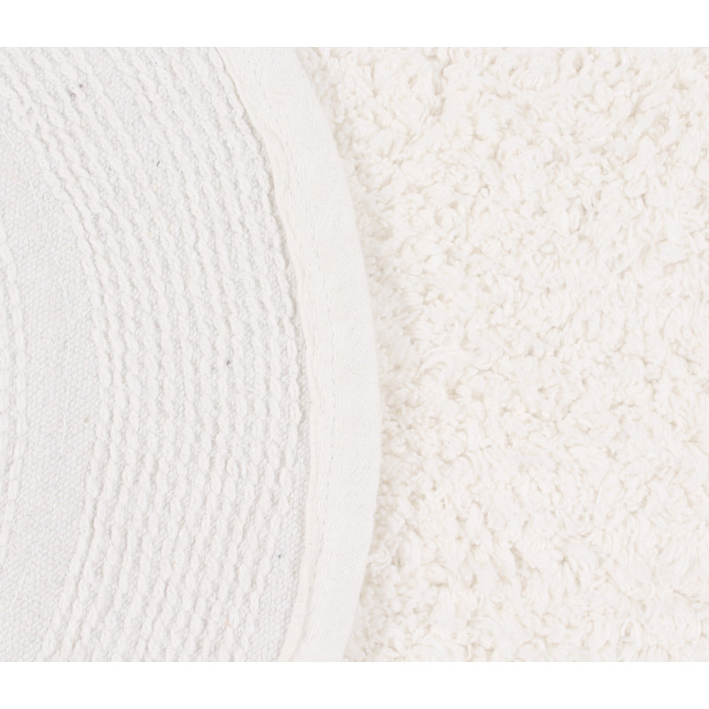Gadbois Double Ruffle Cotton Round Bath Rug, Nature
