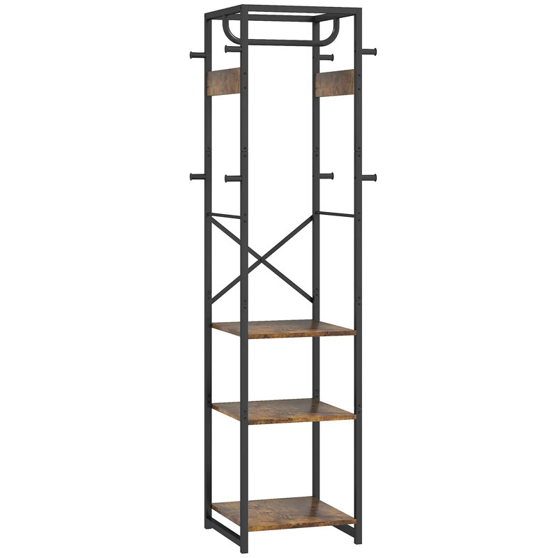 Steel Freestanding 8 - Hook Coat Rack, Brown