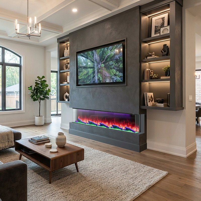 70 Inch 3 Sided Smart WiFi Electric Fireplace Insert with 251 RGB Flame Colors, Recessed Heater, App & Remote Control, 750W/1500W Dual Heat for Large Room up to 400 sq ft, ETL Certified