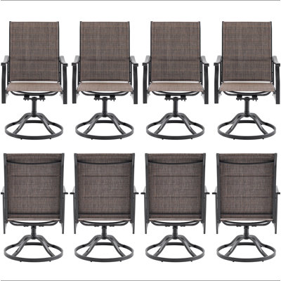 Ensemble de 2 chaises de patio pour l'extérieur, chaise de patio pivotante en tissu textilène rembourré, sièges d'extérieur toutes saisons, confort ergonomique, sièges pour la cour, le balcon et le jardin
