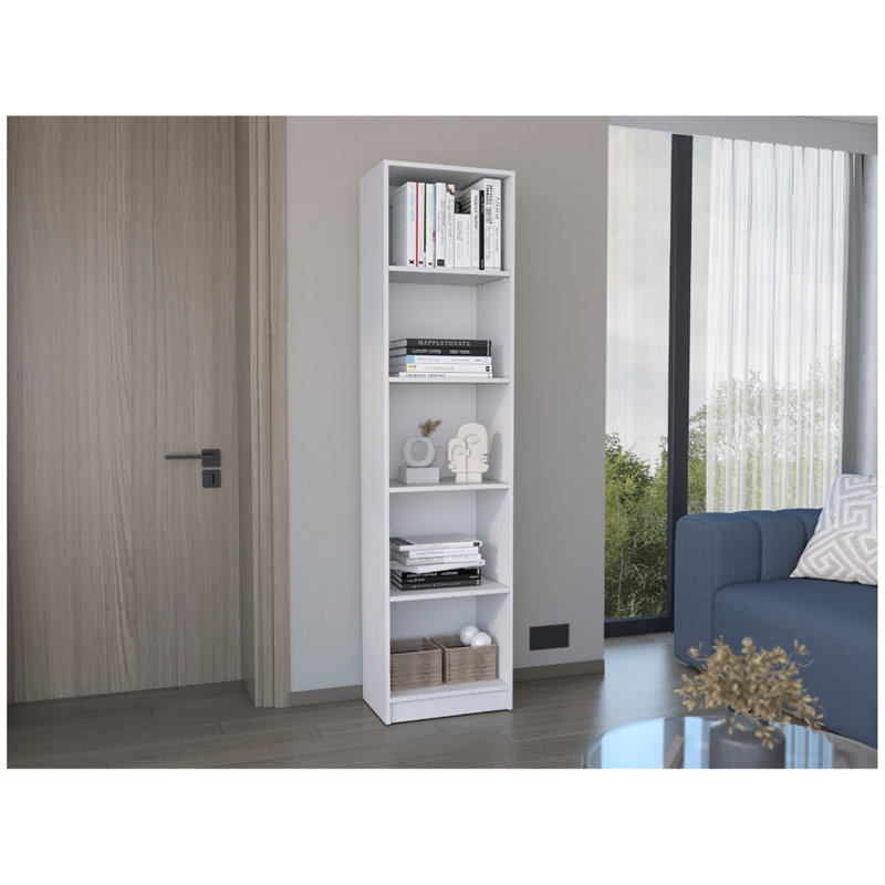Bibliothèque Home Xs avec tablettes à 5 niveaux et design mince - Blanc - Bureau, Blanc