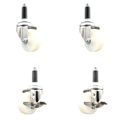 Ensemble de roulettes extensibles pivotantes en nylon avec 2 freins de verrouillage