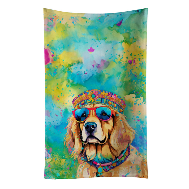 Golden Retriever Hippie Dawg Kitchen Towel