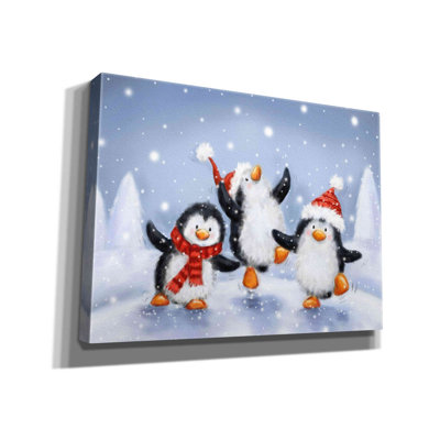'Three Penguins' by Makiko, Canvas Wall Art