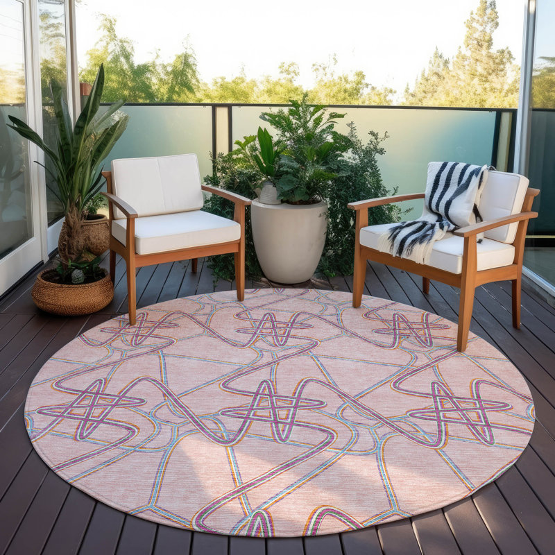  Aleg Area Rug with Non-Slip Backing, Round 8'