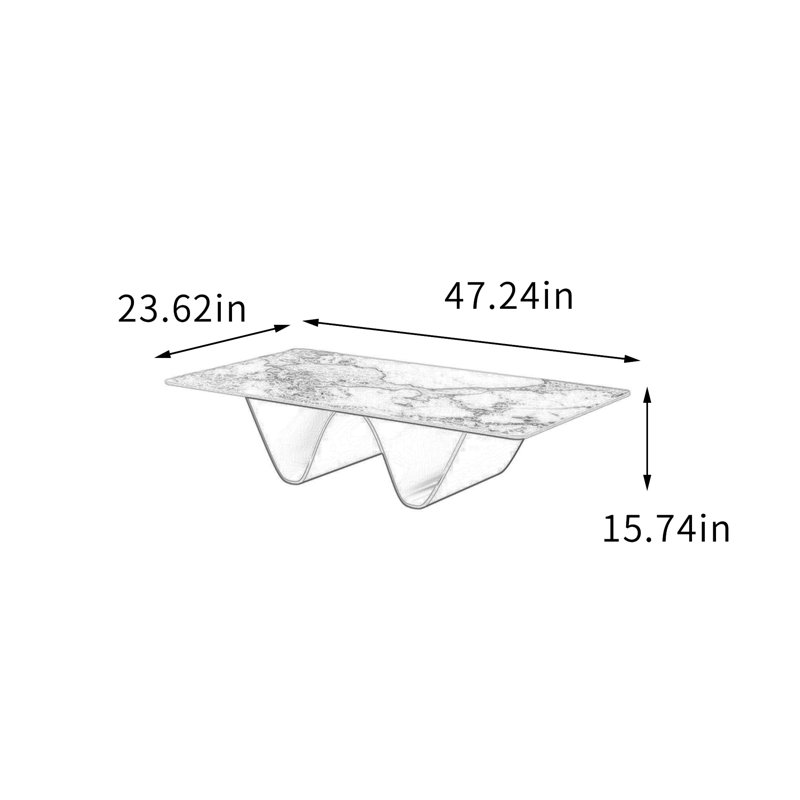 Table basse Simple Living, H 15,74 po x L 47,24 po x l 23,62 po, Blanc/taupe, Noir