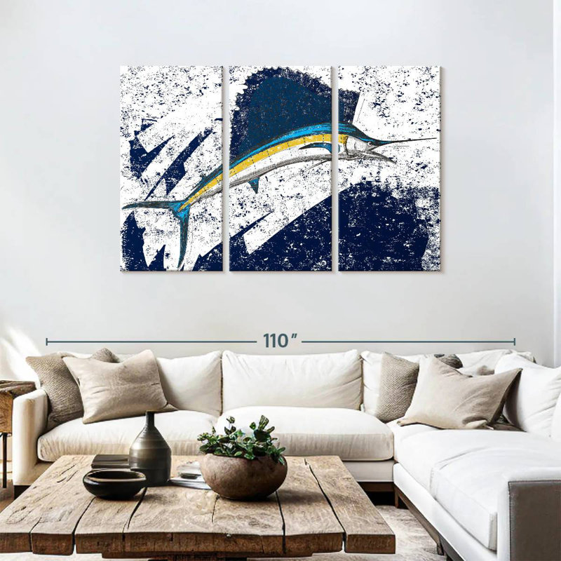 Grunge Style Sailfish, 48" H x 74" W